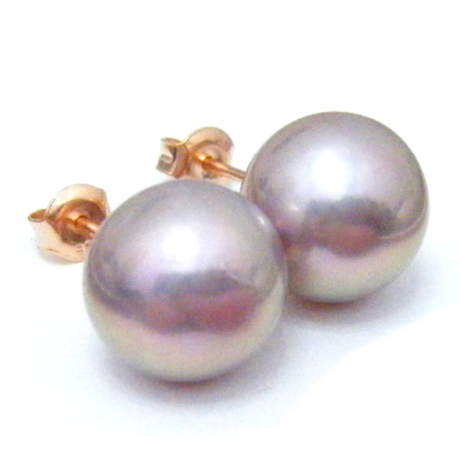 Pink 11mm AAA Round Stud Earrings